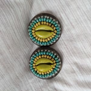 Brown Aqua Lime Rhinestone Shell Snaps